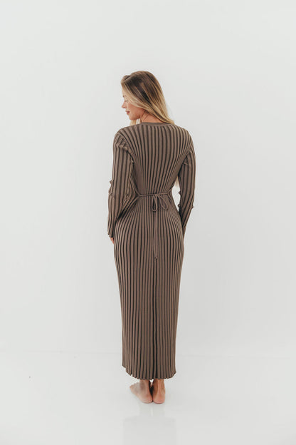 Colette Premium Long Sleeved Ribbed Knit Maxi Dress in Slate - Bump Friendly