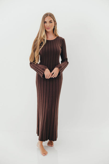 Colette Luxe Maxi Dress in Chocolate Brown