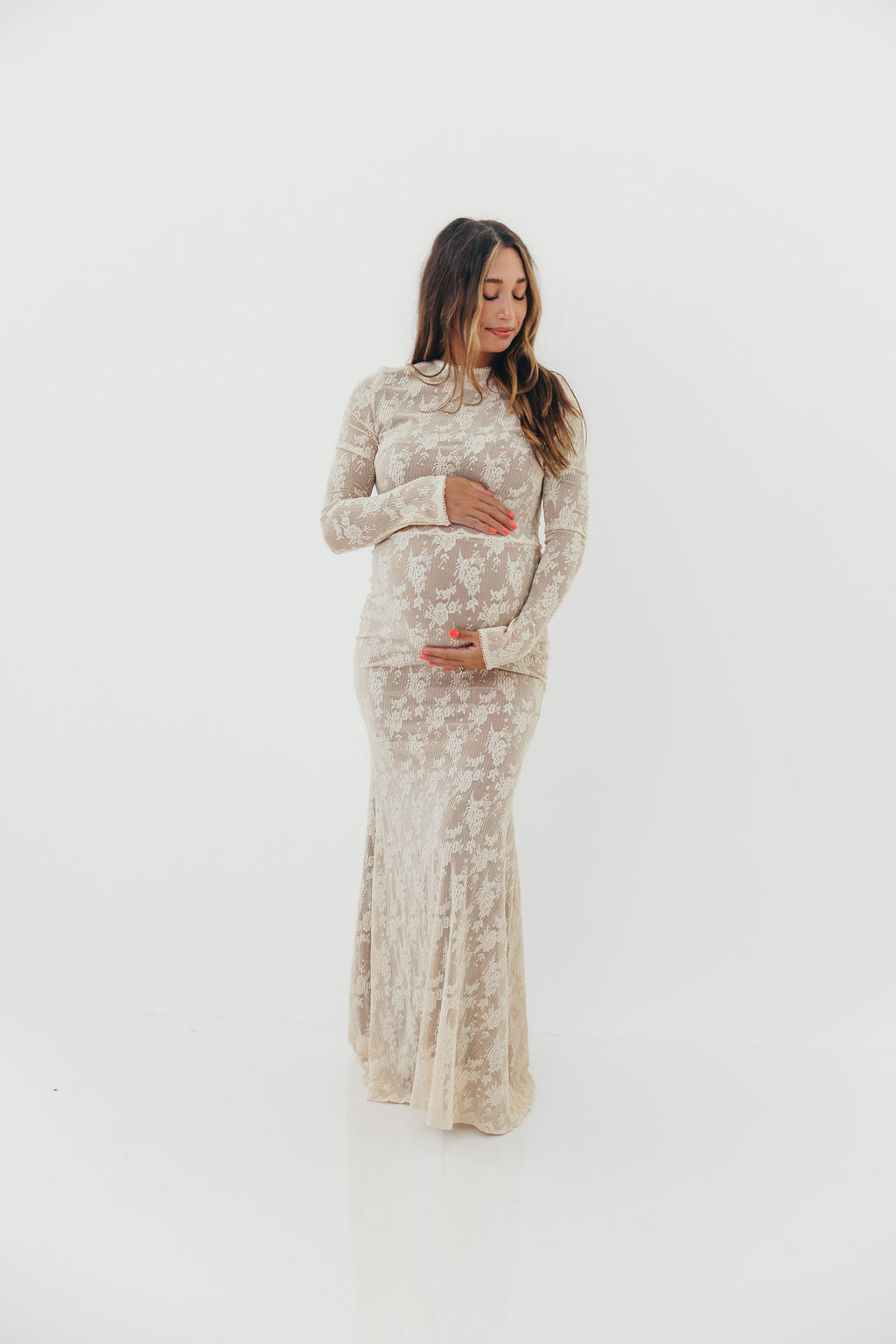 Seraphine Lace Maxi Dress in Cream - Inclusive Sizing & Bump Friendly (Size Up for Bump)