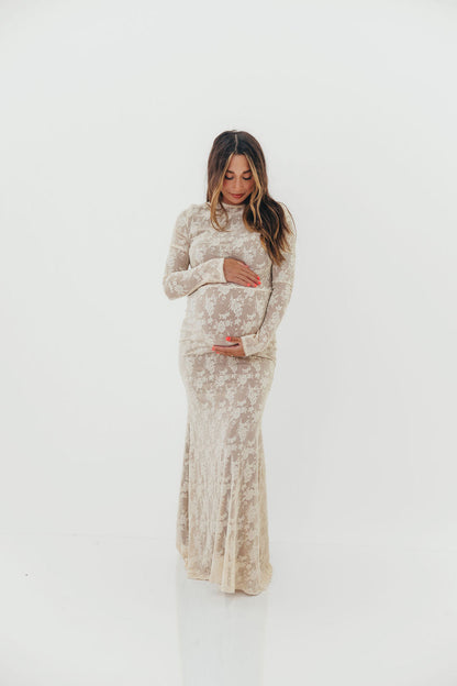 Seraphine Lace Maxi Dress in Cream - Inclusive Sizing & Bump Friendly (Size Up for Bump)
