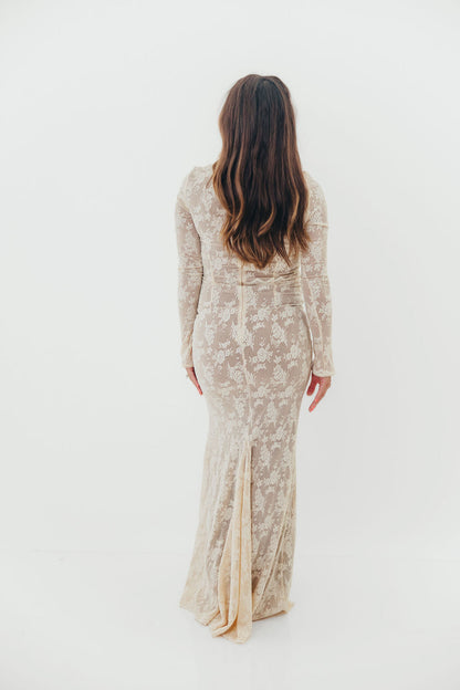 Seraphine Lace Maxi Dress in Cream - Inclusive Sizing & Bump Friendly (Size Up for Bump)