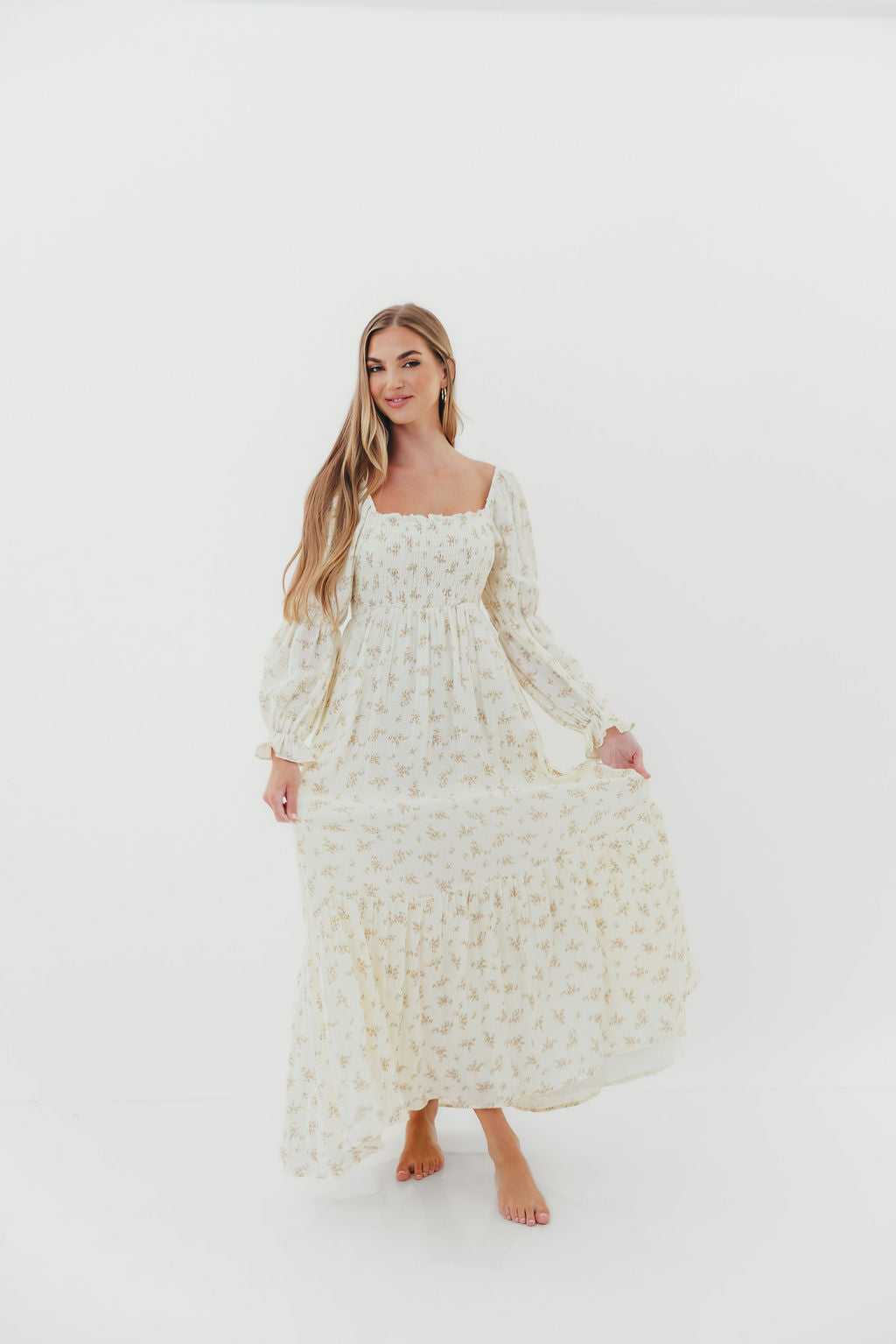 Emerson Smocked Maxi Dress in Blush Floral