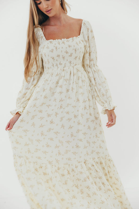 Emerson Smocked Maxi Dress in Blush Floral