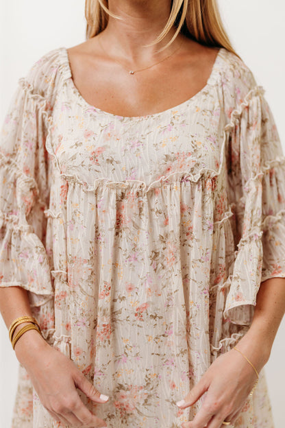 Floral Affair Mini Dress in Cream Multi