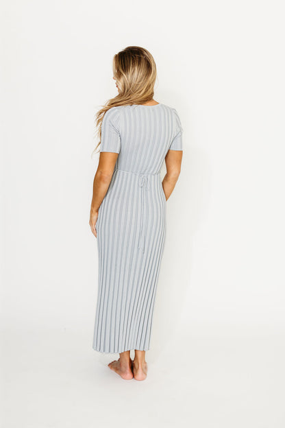 Oakley Ribbed Maxi Dress in Light Blue - Bump Friendly