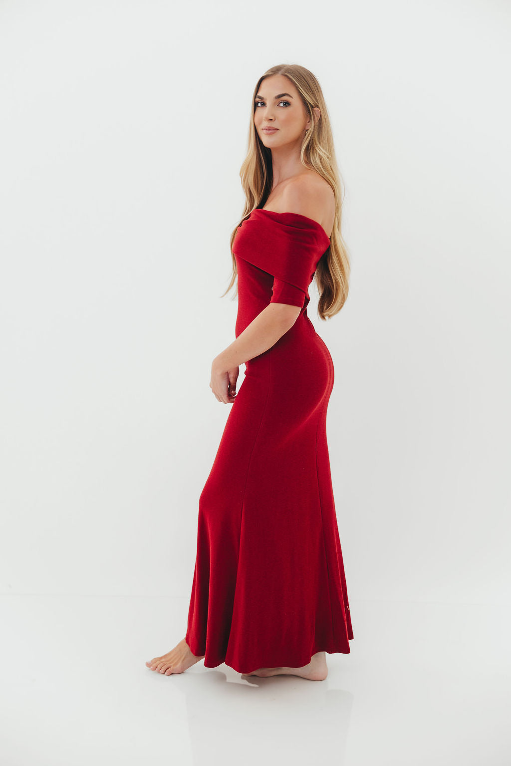 Monroe Half Sleeve Maxi Dress in Red - Bump Friendly