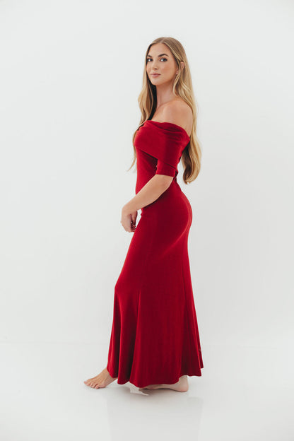 Monroe Half Sleeve Maxi Dress in Red - Bump Friendly