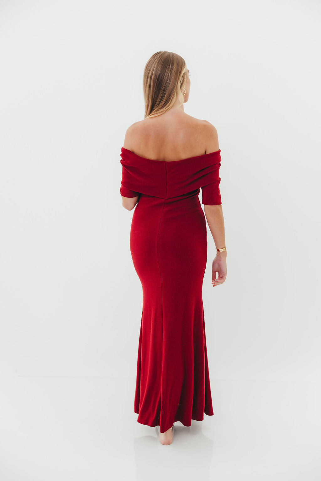 Monroe Half Sleeve Maxi Dress in Red - Bump Friendly