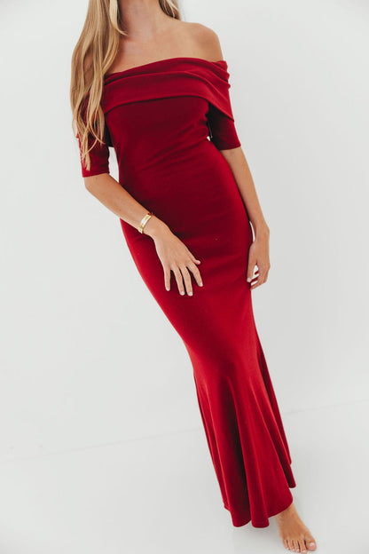 Monroe Half Sleeve Maxi Dress in Red - Bump Friendly