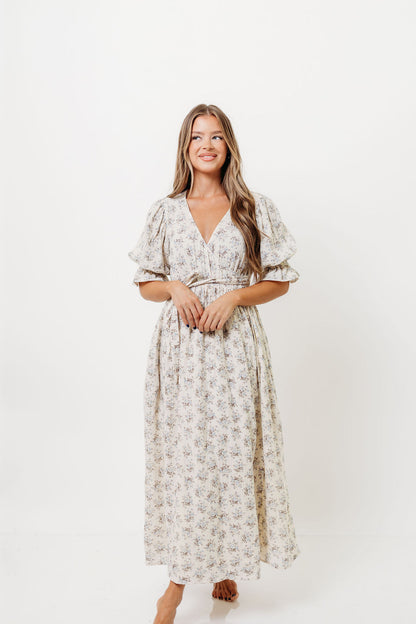 The Ari 100% Cotton Maxi Dress in Blue/Brown - Maternity and Nursing Friendly *9/26 PRE-ORDER*