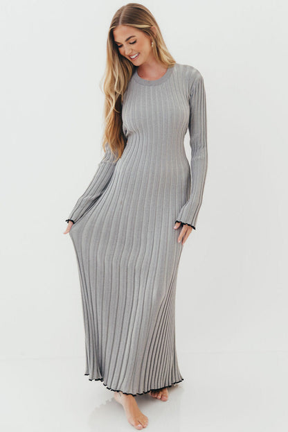 Bentley Maxi Dress in Heather Gray with Black Trim - Bump Friendly