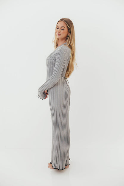 Bentley Maxi Dress in Heather Gray with Black Trim - Bump Friendly
