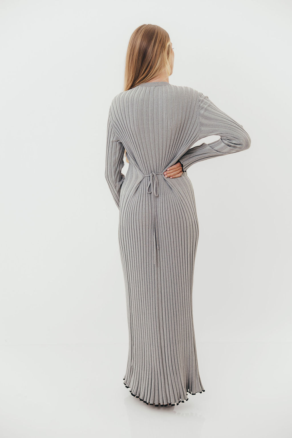 Bentley Maxi Dress in Heather Gray with Black Trim - Bump Friendly