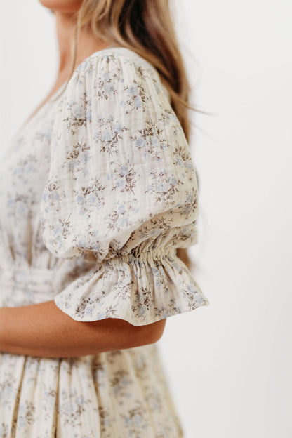 The Ari 100% Cotton Maxi Dress in Blue/Brown - Maternity and Nursing Friendly *9/26 PRE-ORDER*