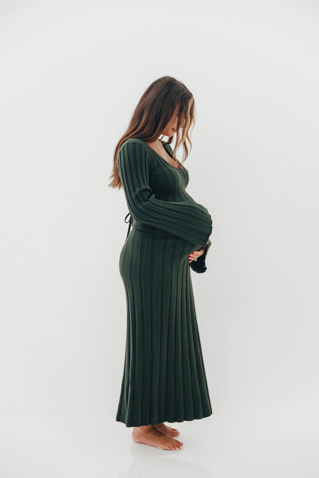 Hearth V-Neck Maxi Dress in Evergreen - Bump Friendly