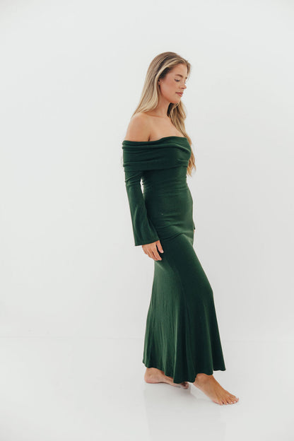 Monroe Maxi Dress with Long Sleeves in Hunter Green- Bump Friendly