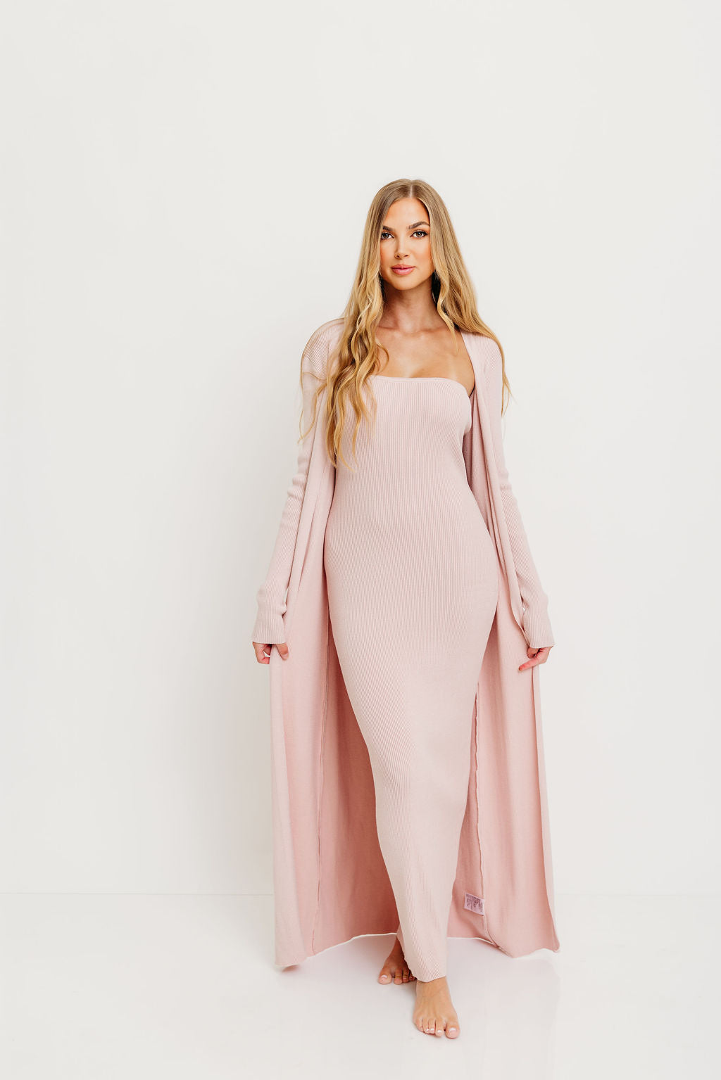 Lina Two Piece Dress Set in Dusty Blush - Bump Friendly