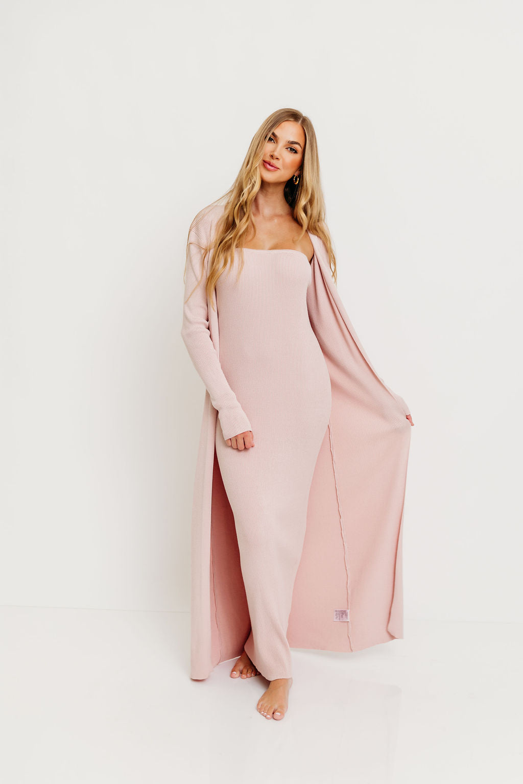 Lina Two Piece Dress Set in Dusty Blush - Bump Friendly