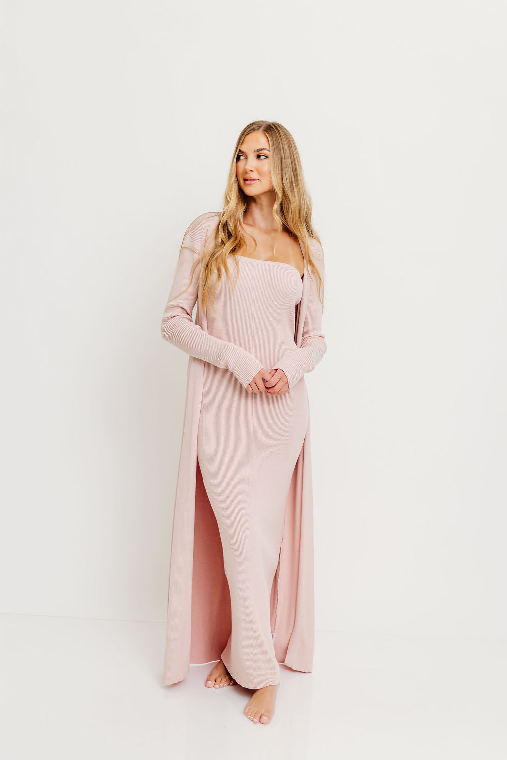 Lina Two Piece Dress Set in Dusty Blush - Bump Friendly