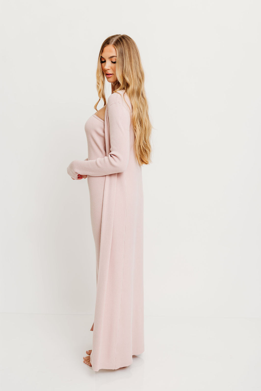 Lina Two Piece Dress Set in Dusty Blush - Bump Friendly