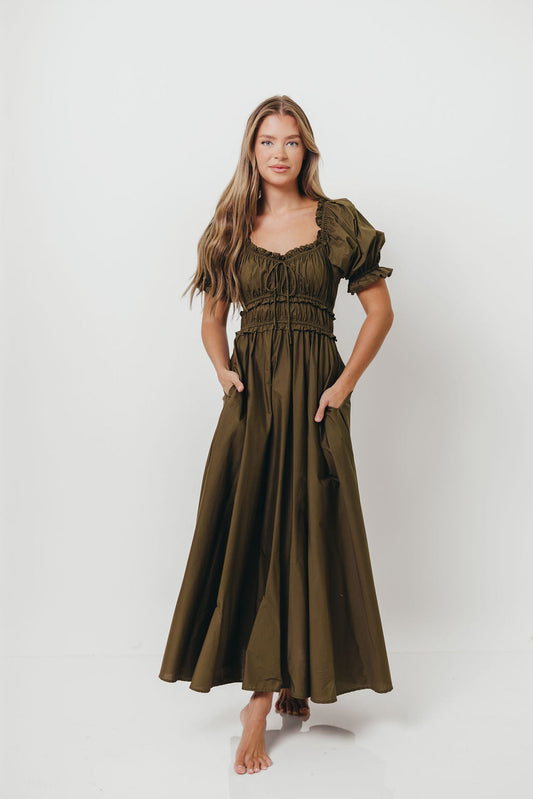 Sydnee Cotton Maxi Dress in Dusty Olive - Bump Friendly