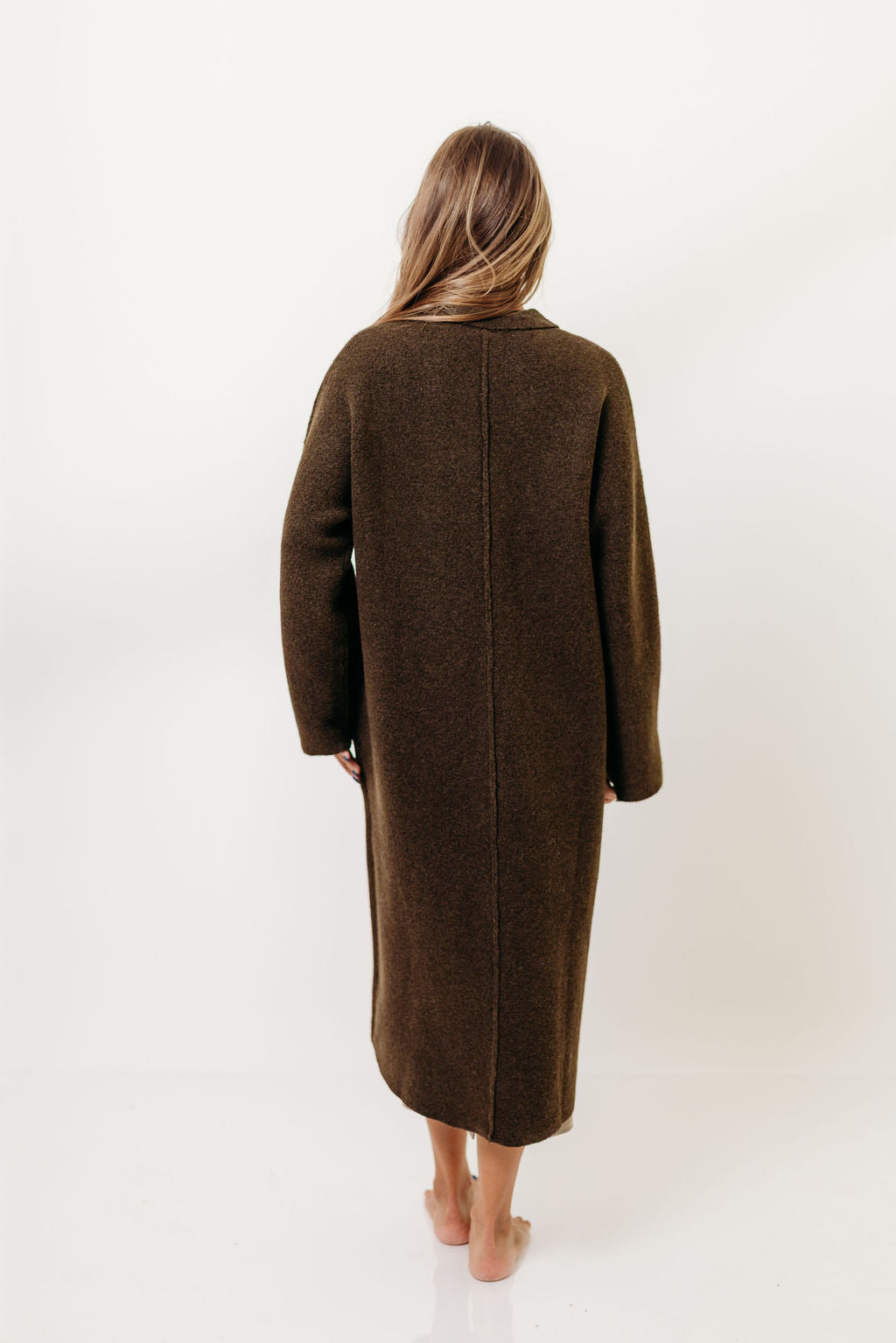 Dagny Hidden Button Maxi Jacket in Tapenade