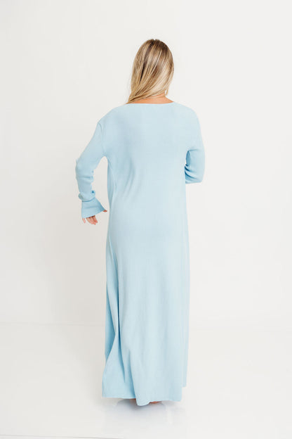 Lina Two Piece Dress Set in Dusty Blue - Bump Friendly
