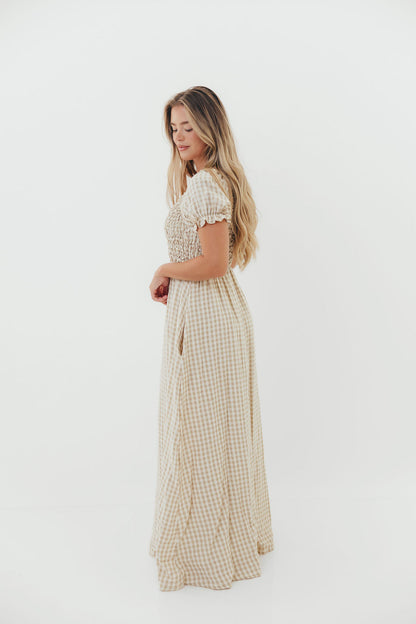 Emilia 100% Cotton Smocked Maxi Dress in Natural - Bump Friendly