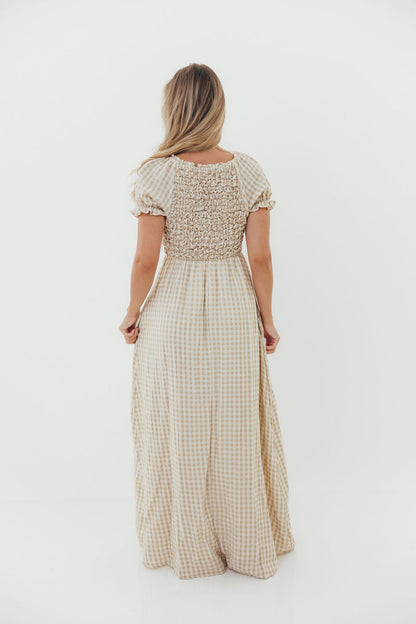 Emilia 100% Cotton Smocked Maxi Dress in Natural - Bump Friendly