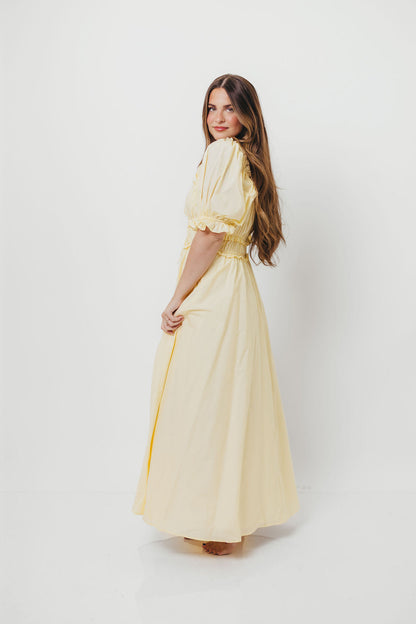 Sydnee Cotton Maxi Dress in Butter Yellow - Bump Friendly