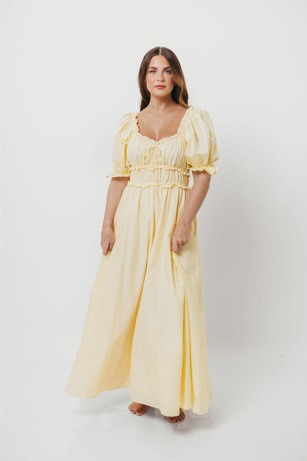 Sydnee Cotton Maxi Dress in Butter Yellow - Bump Friendly