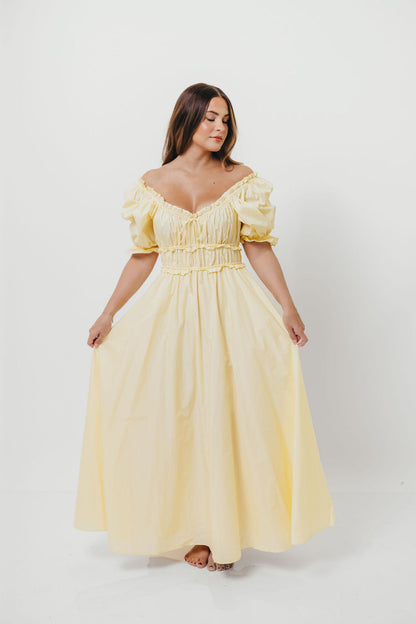Sydnee Cotton Maxi Dress in Butter Yellow - Bump Friendly