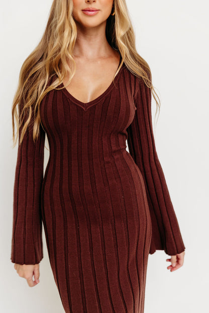 Hearth V-Neck Maxi Dress in Brown - Bump Friendly