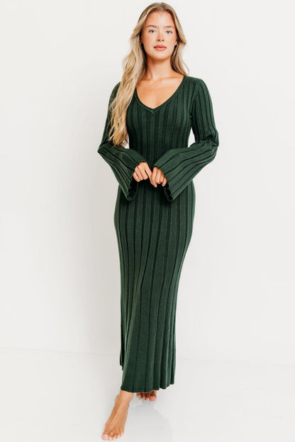 Hearth V-Neck Maxi Dress in Evergreen - Bump Friendly