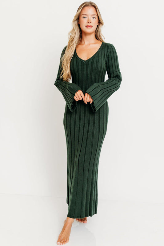 Hearth V-Neck Maxi Dress in Evergreen - Bump Friendly