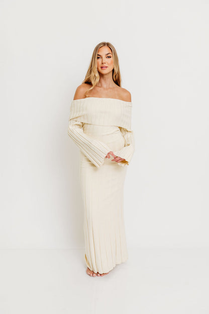 Evella Maxi Dress in Cream - Bump Friendly & Inclusive Sizing