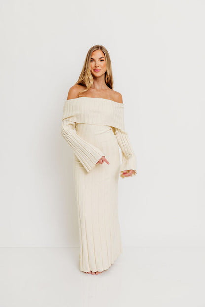 Evella Maxi Dress in Cream - Bump Friendly & Inclusive Sizing