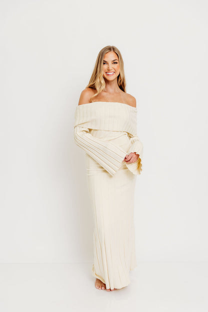 Evella Maxi Dress in Cream - Bump Friendly & Inclusive Sizing