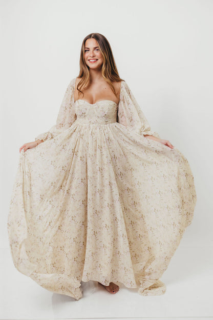 Delilah Maxi Dress with Train in Blush - Bump Friendly