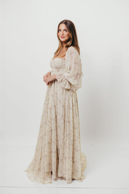 Delilah Maxi Dress with Train in Blush - Bump Friendly