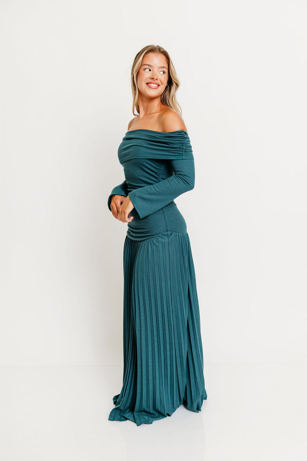 Lennox Long Sleeve Maxi Dress in Green