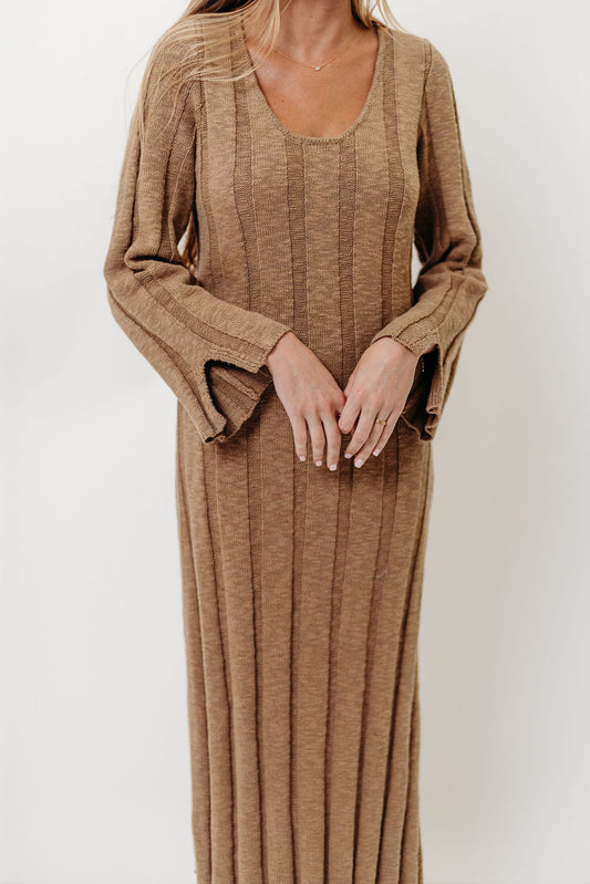 Marley 100% Cotton Midi Dress in Khaki