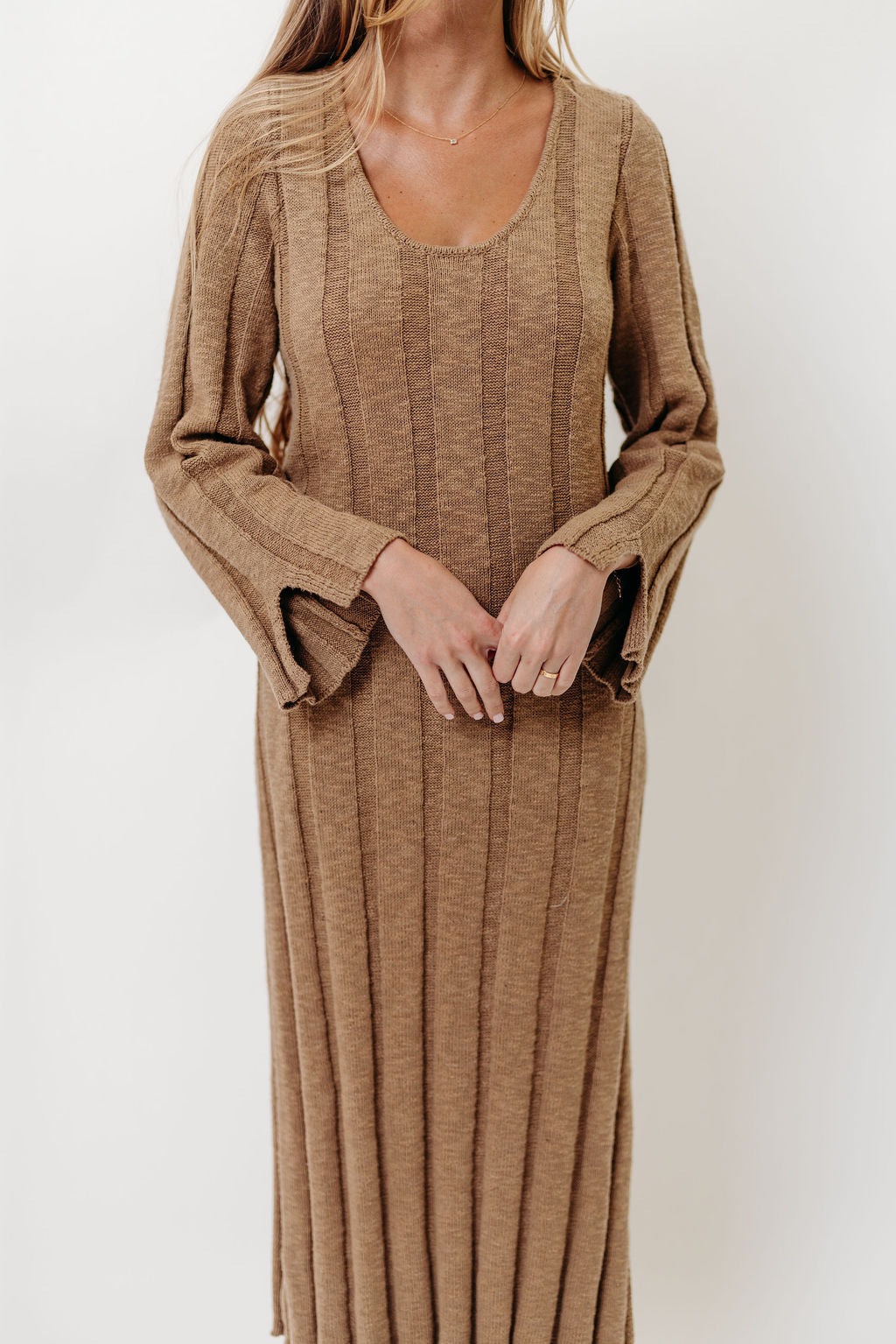 Marley 100% Cotton Midi Dress in Khaki