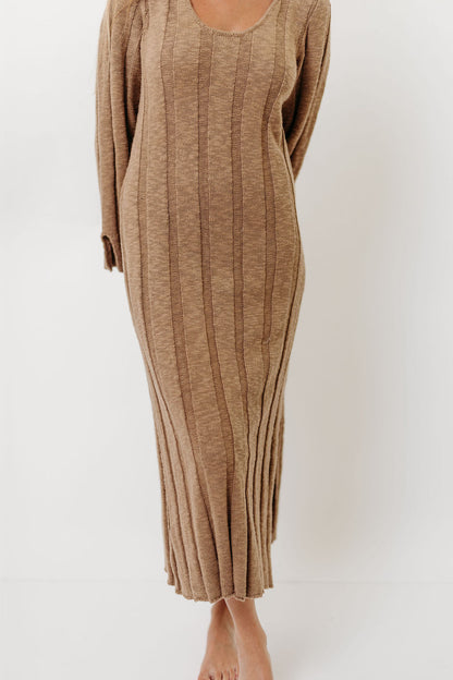 Marley 100% Cotton Midi Dress in Khaki