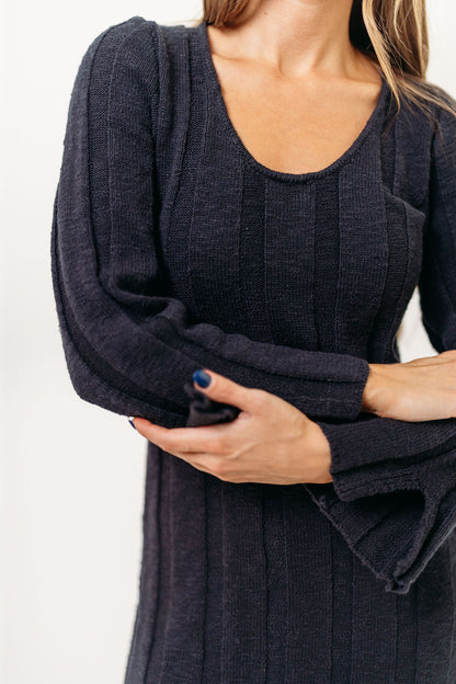 Marley 100% Cotton Midi Dress in Dark Navy
