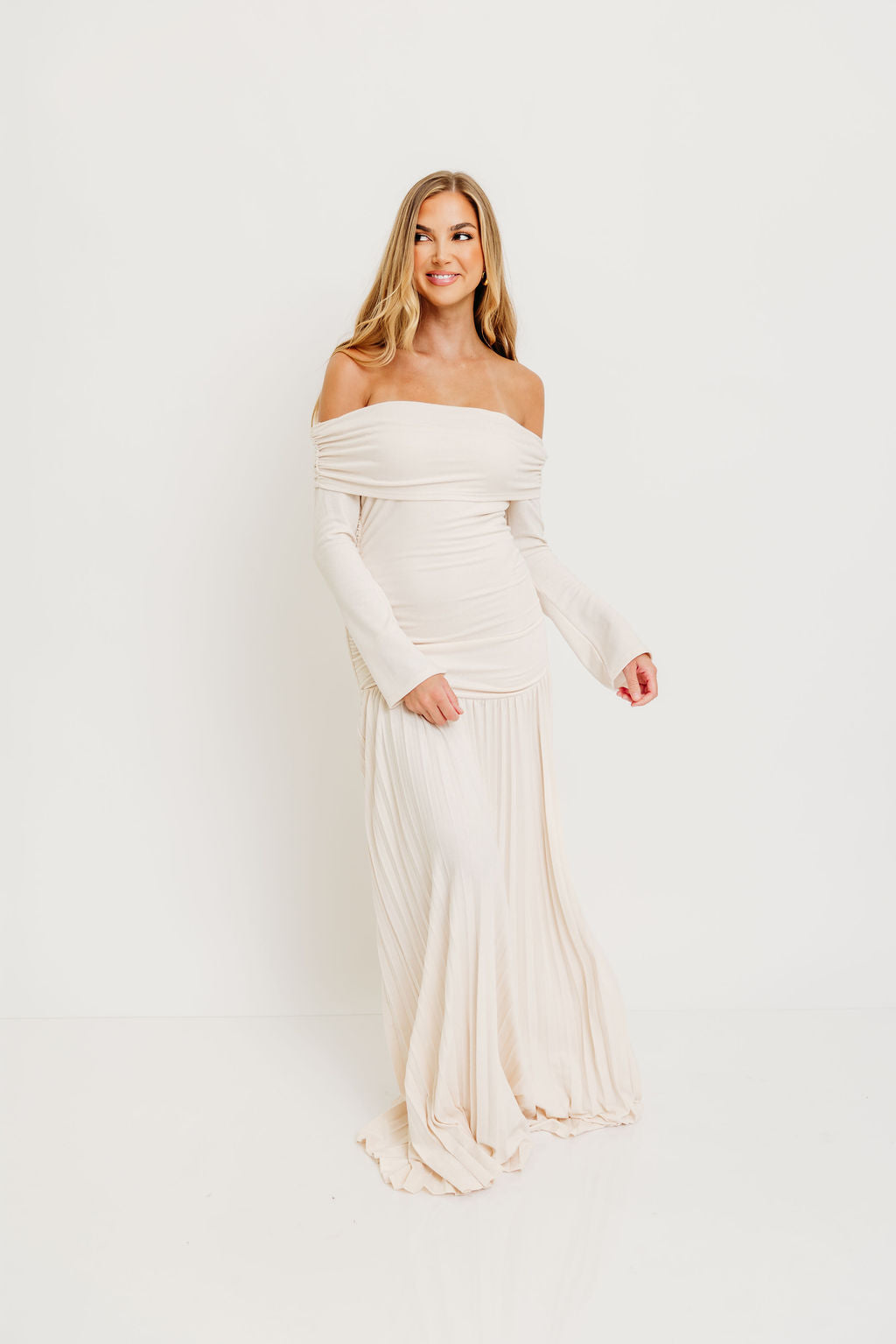 Lennox Long Sleeve Maxi Dress in Ivory