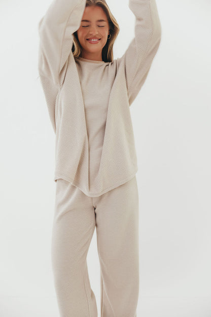 Naomi Oversized Fleece Top in Cream/Grey - Bump Friendly  *Worth Exclusive Print*