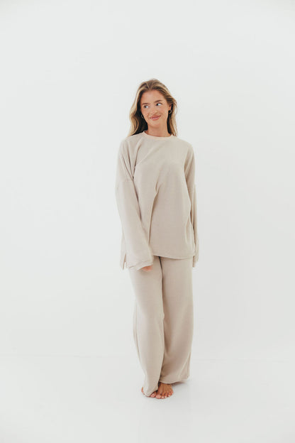 Naomi Oversized Fleece Top in Cream/Grey - Bump Friendly  *Worth Exclusive Print*