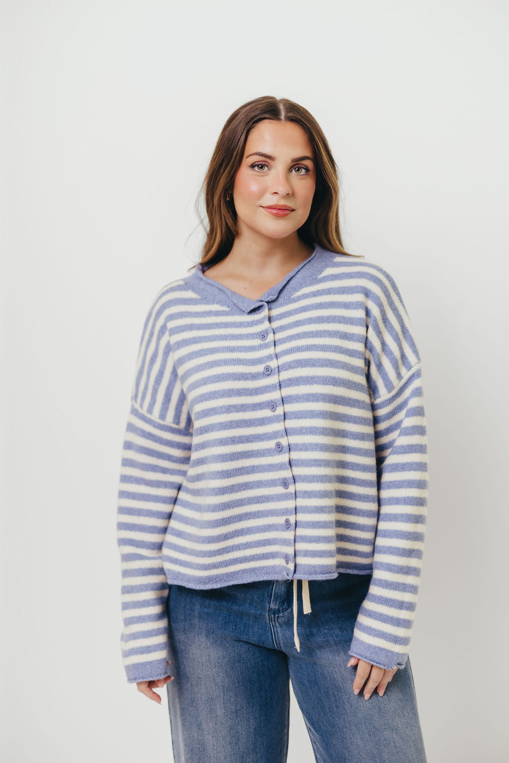 Cove Striped Sweater in Blue Ivory