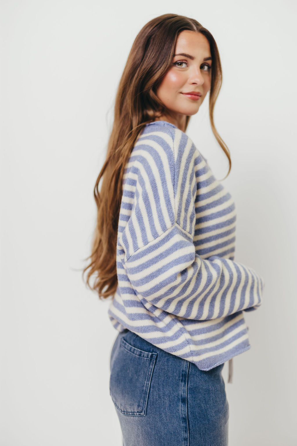 Cove Striped Sweater in Blue Ivory